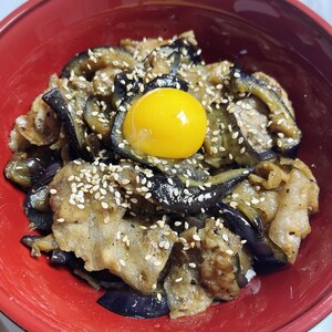 豚バラと茄子のオイ丼♡